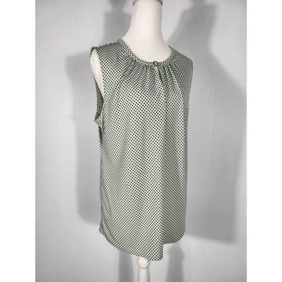 Liz Claiborne Sleeveless Blouse Keyhole Neck Polka Dot Career Casual Top - Picture 3 of 8